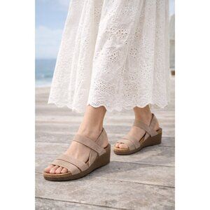 NAOT Kayla Leather Comfort Sandals Beige Taupe Cork Footbed Women EU 41 US 10